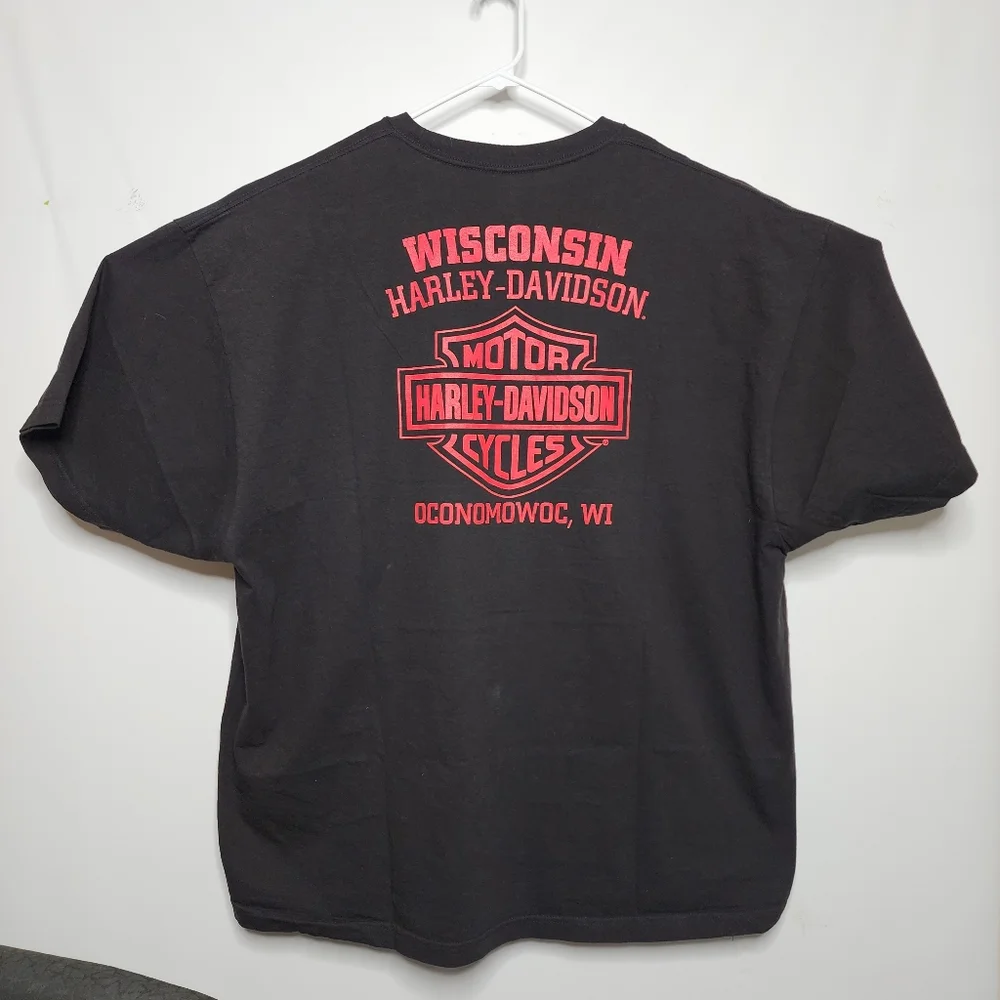 Harley Davidson T Shirt Men's 5XL Black Wisconsin H-D OCNOMOWOC WI Graphic #1 - Picture 2 of 5